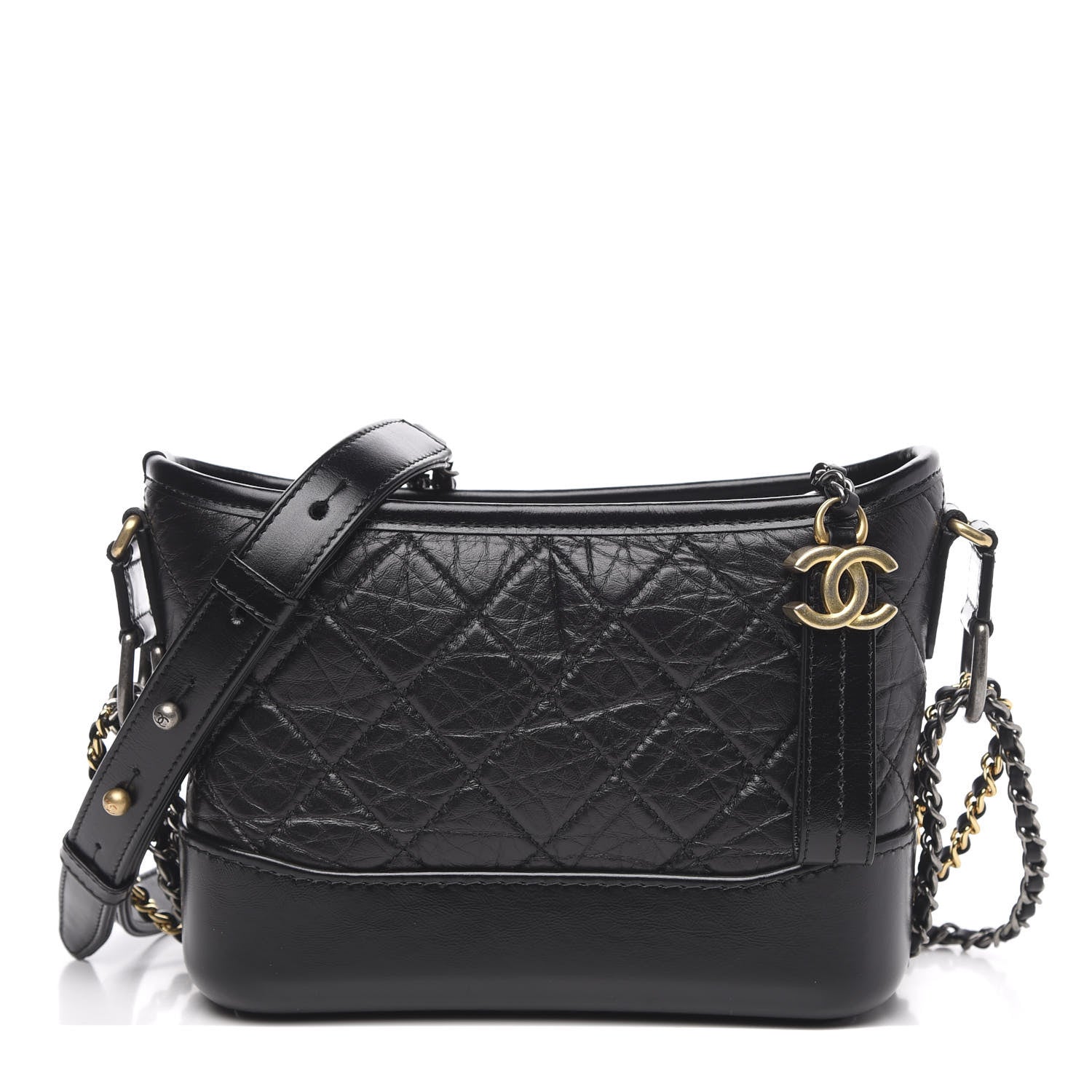 Chanel Aged Calfskin Quilted Small Gabrielle Hobo Black 1 of 10