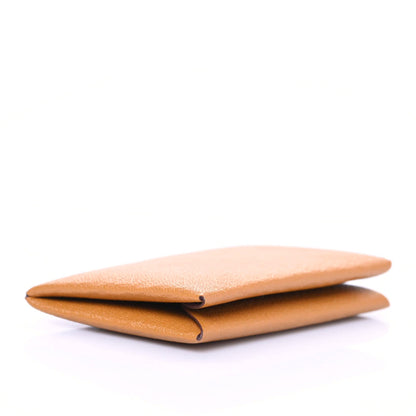 Hermes Chevre Mysore Verso Calvi Card Case Caramel Mauve Sylvestre 4 of 8