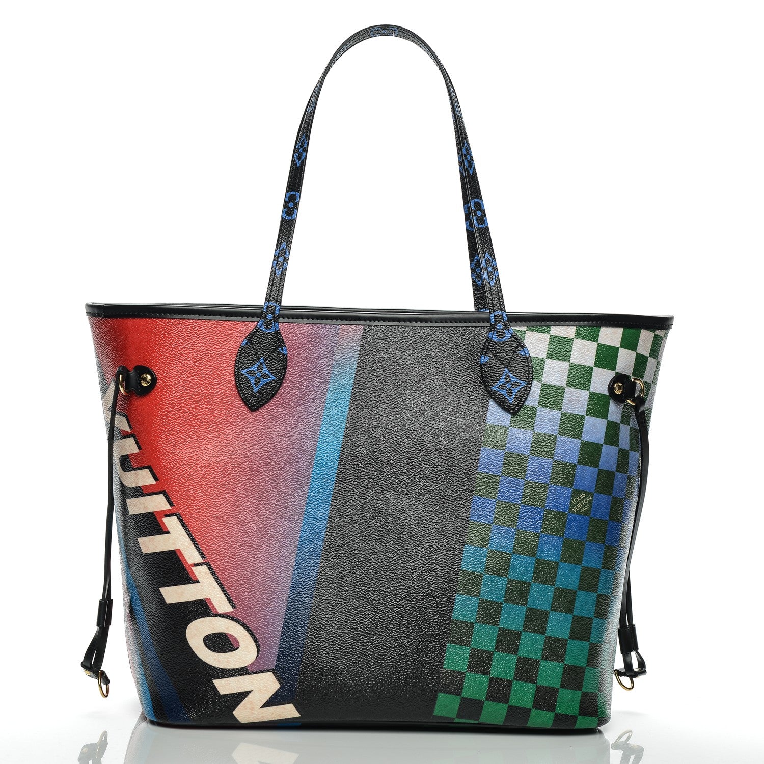 Louis Vuitton Damier Race Neverfull MM Noir Rouge 3 of 9