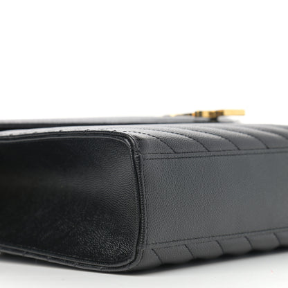 Saint Laurent Grain De Poudre Matelasse Chevron Large Monogram Satchel Black 9 of 10