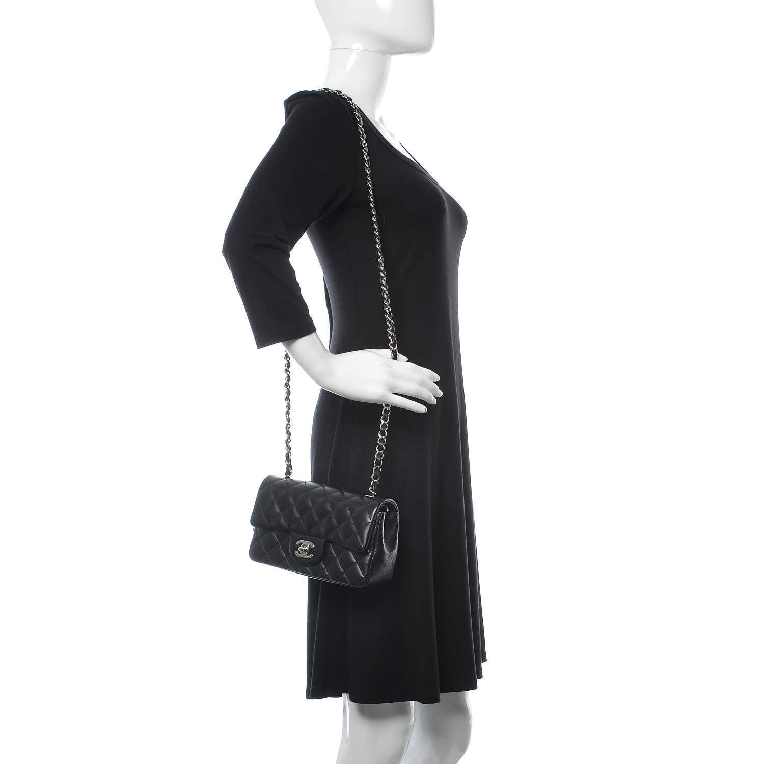 Chanel Lambskin Quilted Mini Rectangular Flap Black 2 of 10