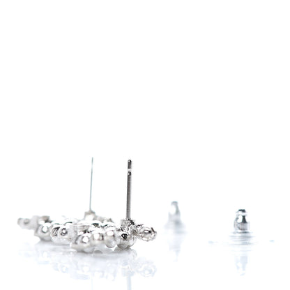 Chanel Pearl Crystal CC Regalia Small Button Earrings Silver 3 of 5