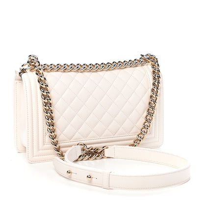 Chanel Caviar Quilted Medium Boy Flap White 3 of 9