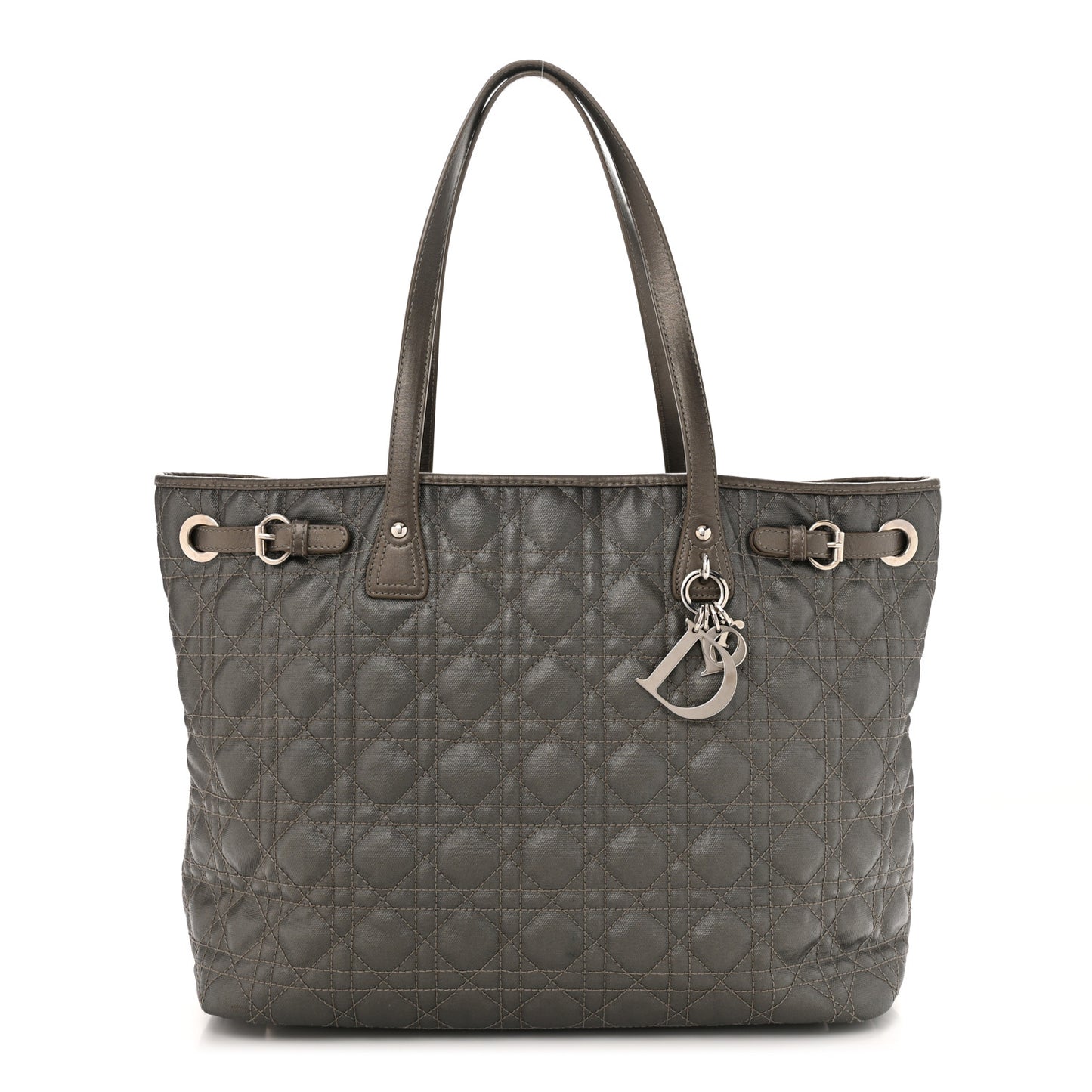 Coated Canvas Cannage Medium Panarea Tote Grey