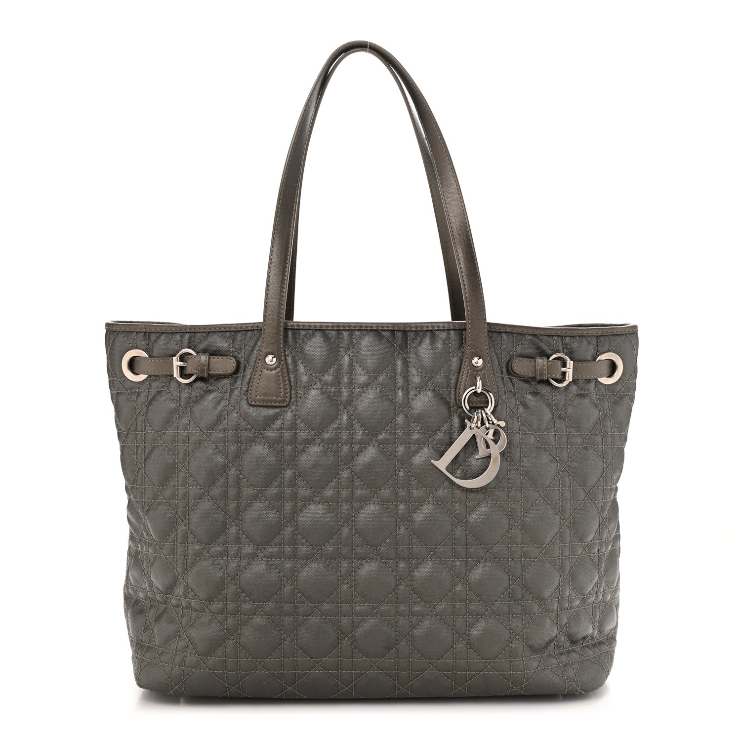 Christian Dior Coated Canvas Cannage Medium Panarea Tote Grey 1 of 11