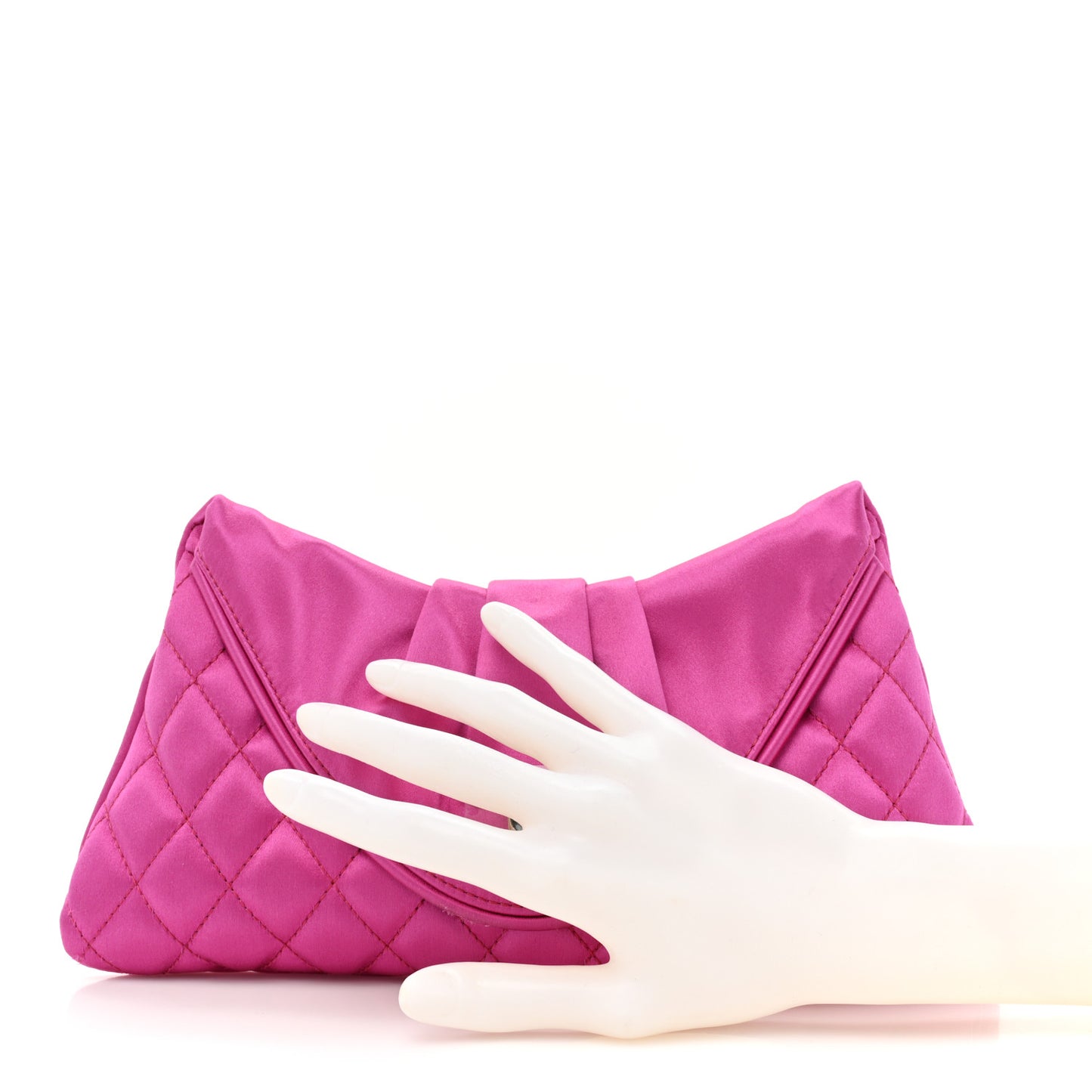 Satin Quilted Flap Clutch Fuchsia
