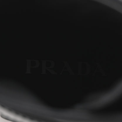 Prada Spazzolato Rois Re-Nylon Metal Triangle Logo Monolith Pouch Pocket 55mm Boots 38.5 Black 8 of 9