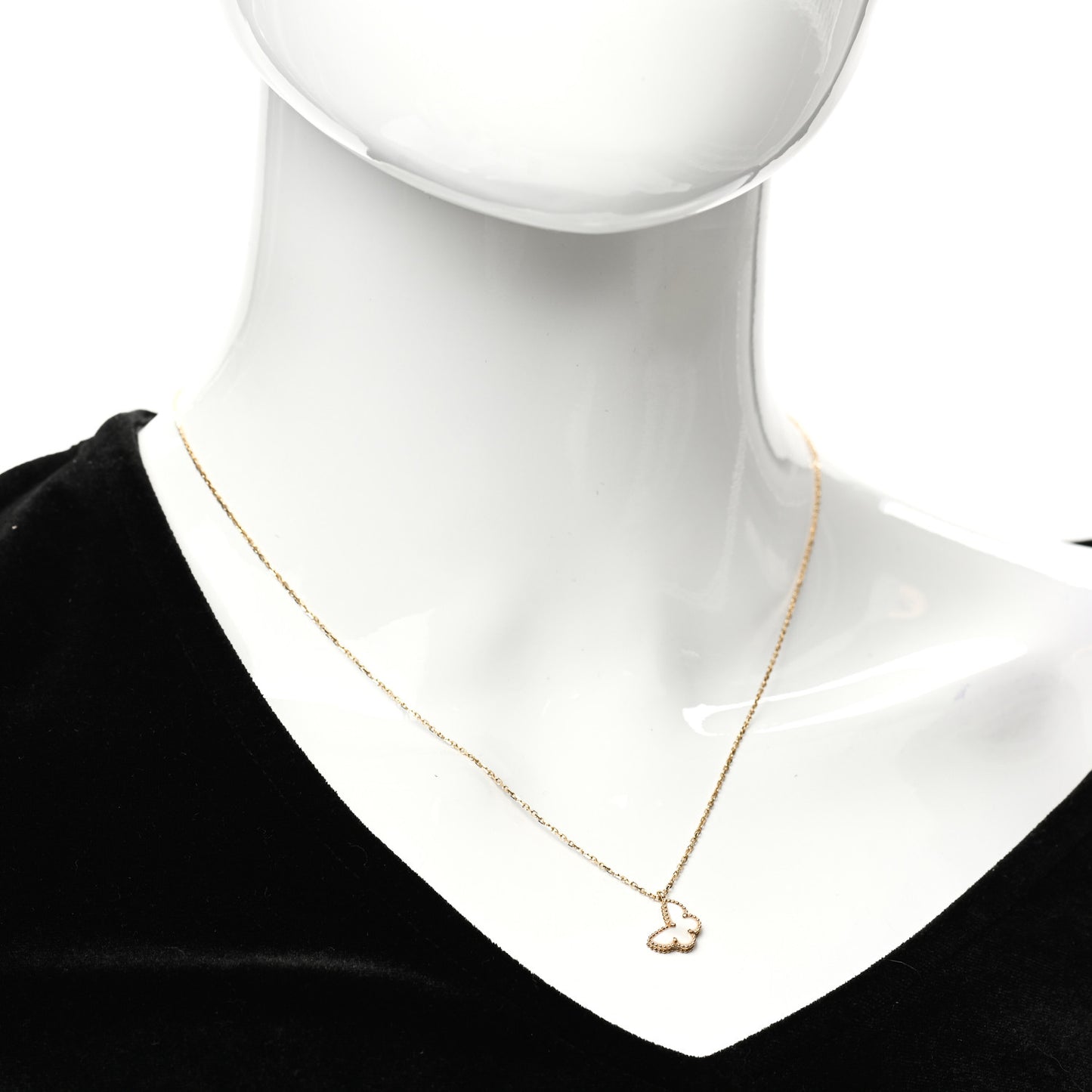 18K Yellow Gold Mother of Pearl Sweet Alhambra Butterfly Pendant Necklace