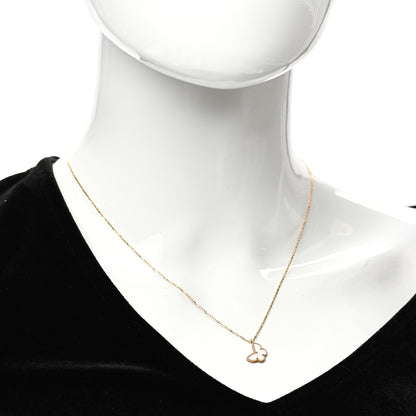 Van Cleef & Arpels 18K Yellow Gold Mother of Pearl Sweet Alhambra Butterfly Pendant Necklace 2 of 6