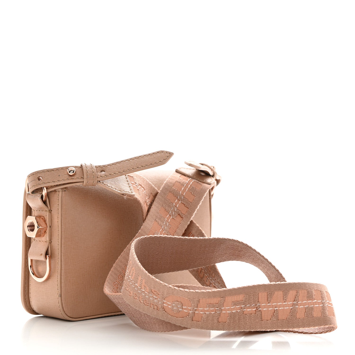 Off-White Saffiano Striped Mini Diag Bag Nude White 3 of 21