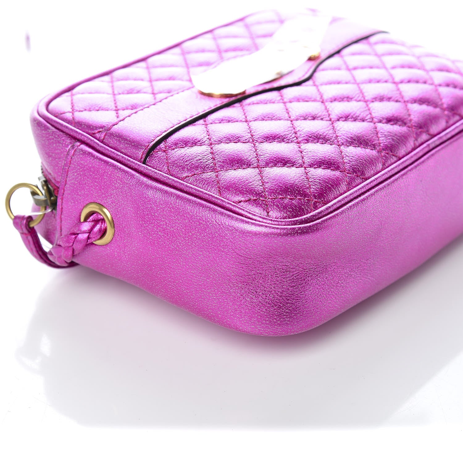 Gucci Laminated Nappa Trapuntata Mini Zumi Shoulder Bag Fuxia 5 of 9
