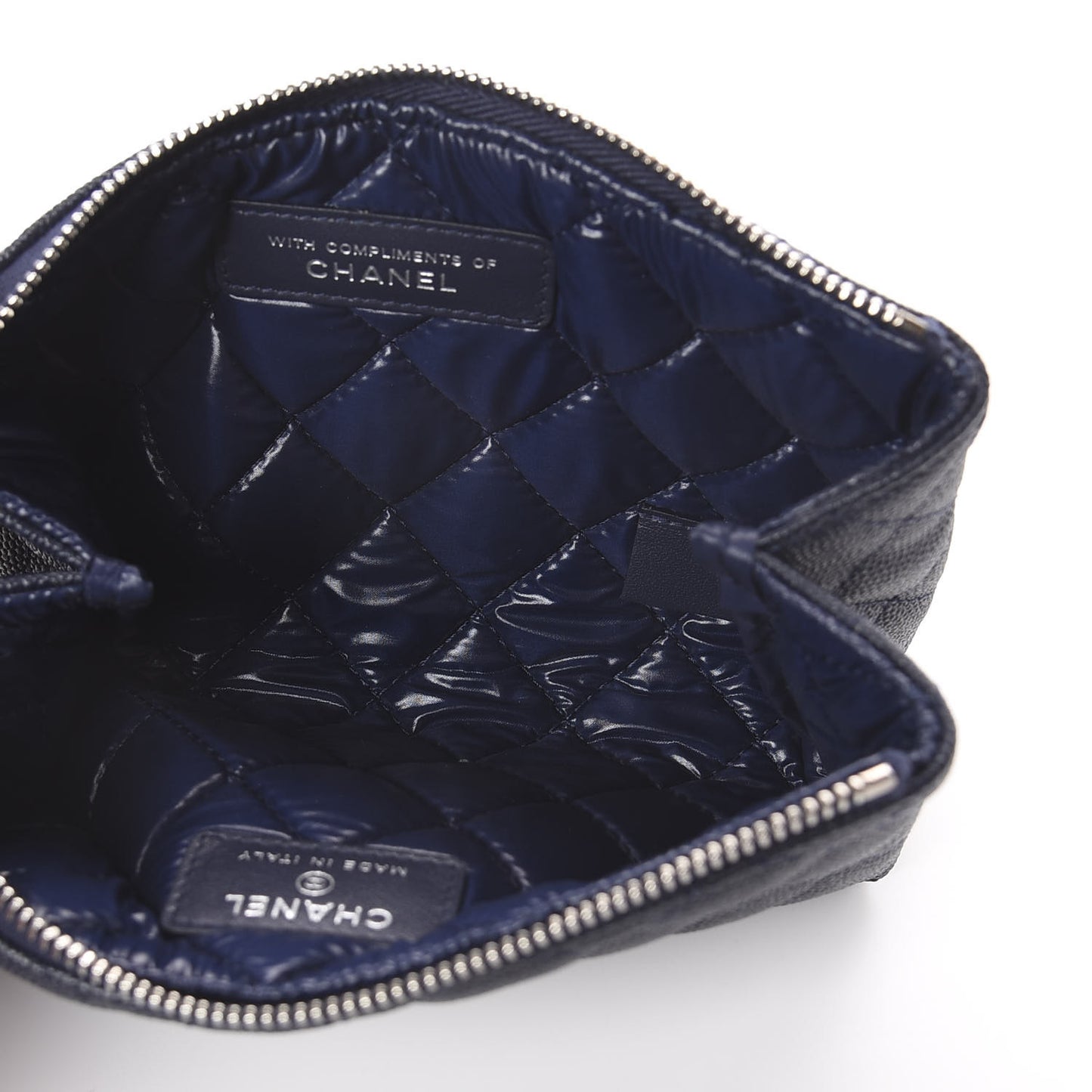 Caviar Quilted Cosmetic Case Navy