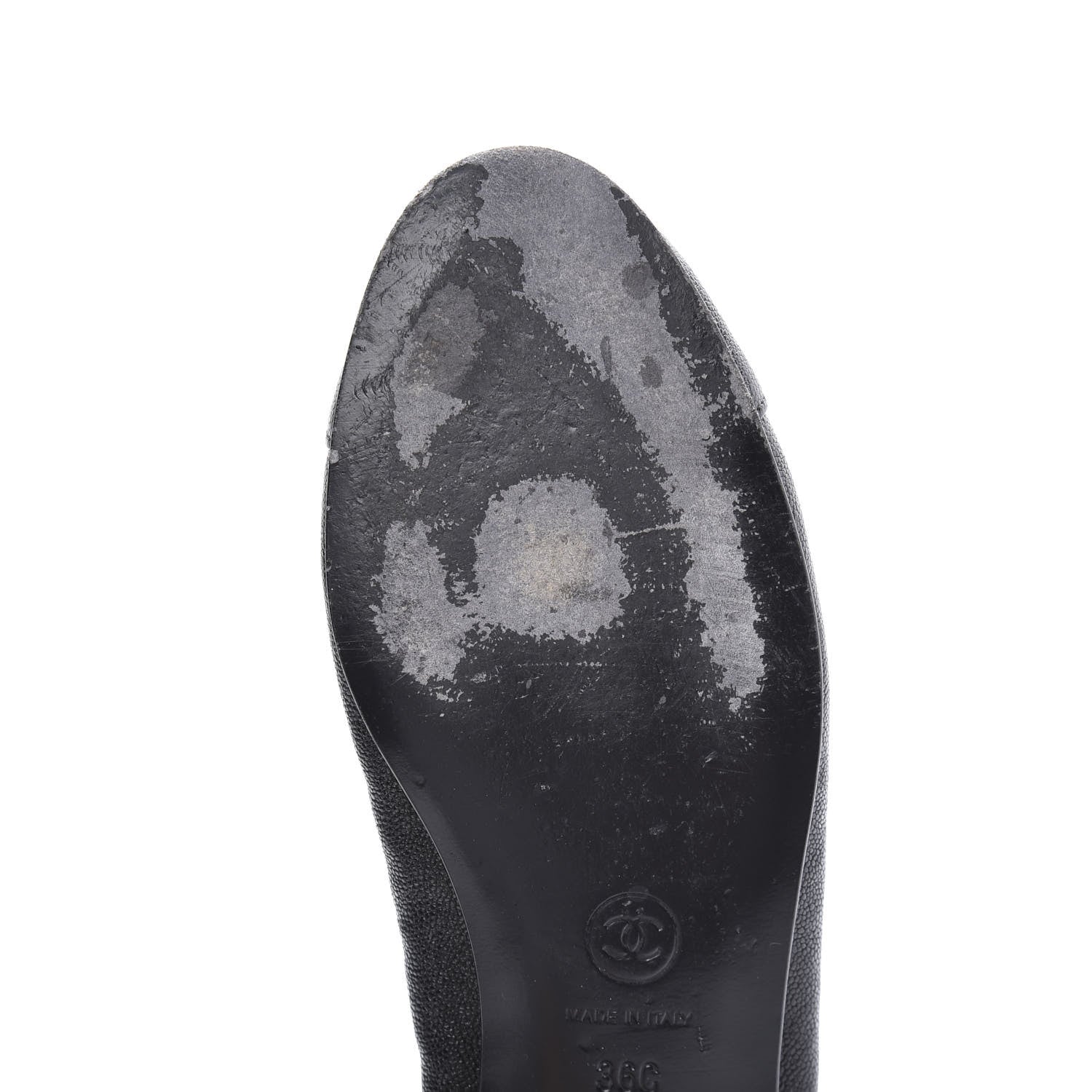 Chanel Caviar CC Cap Toe Ballerina Flats 36 Black 8 of 11