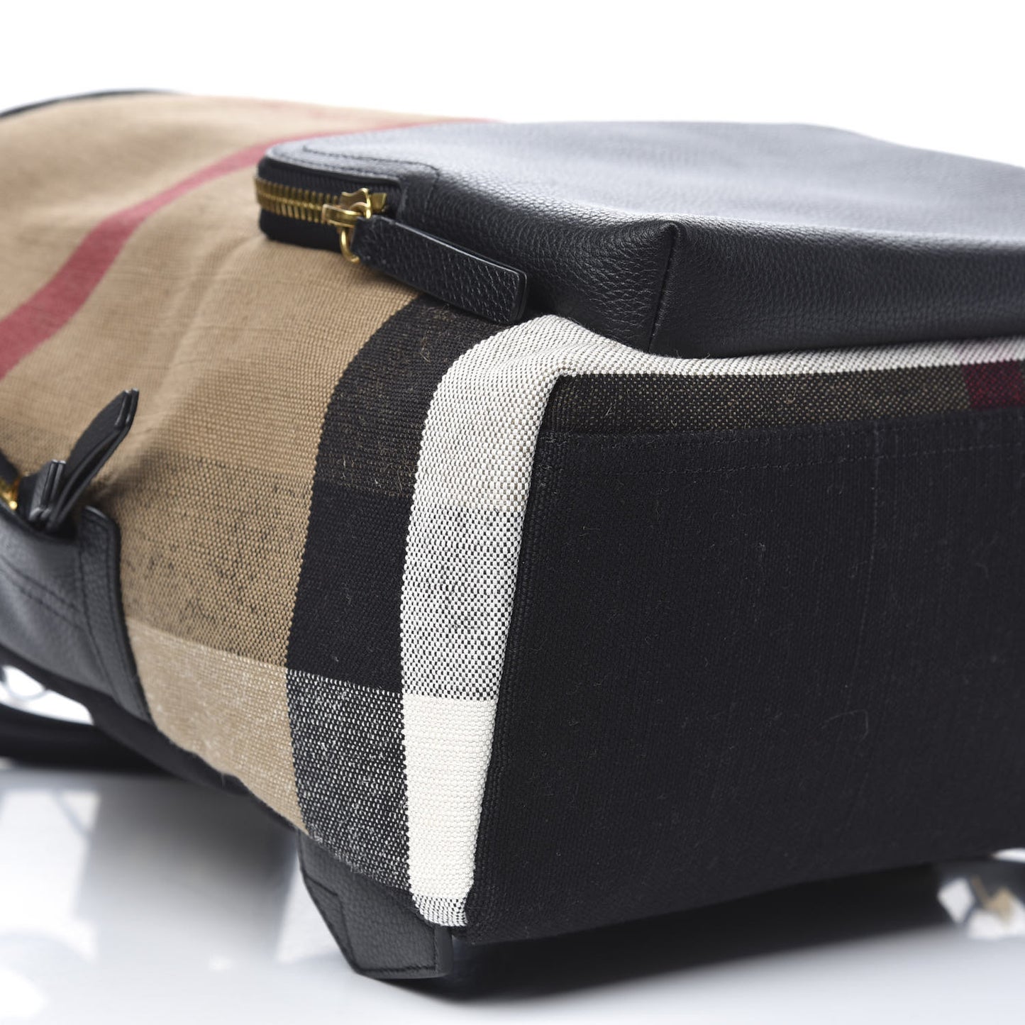 Mega Check Calfskin Abbeydale Simple Backpack Black Camel