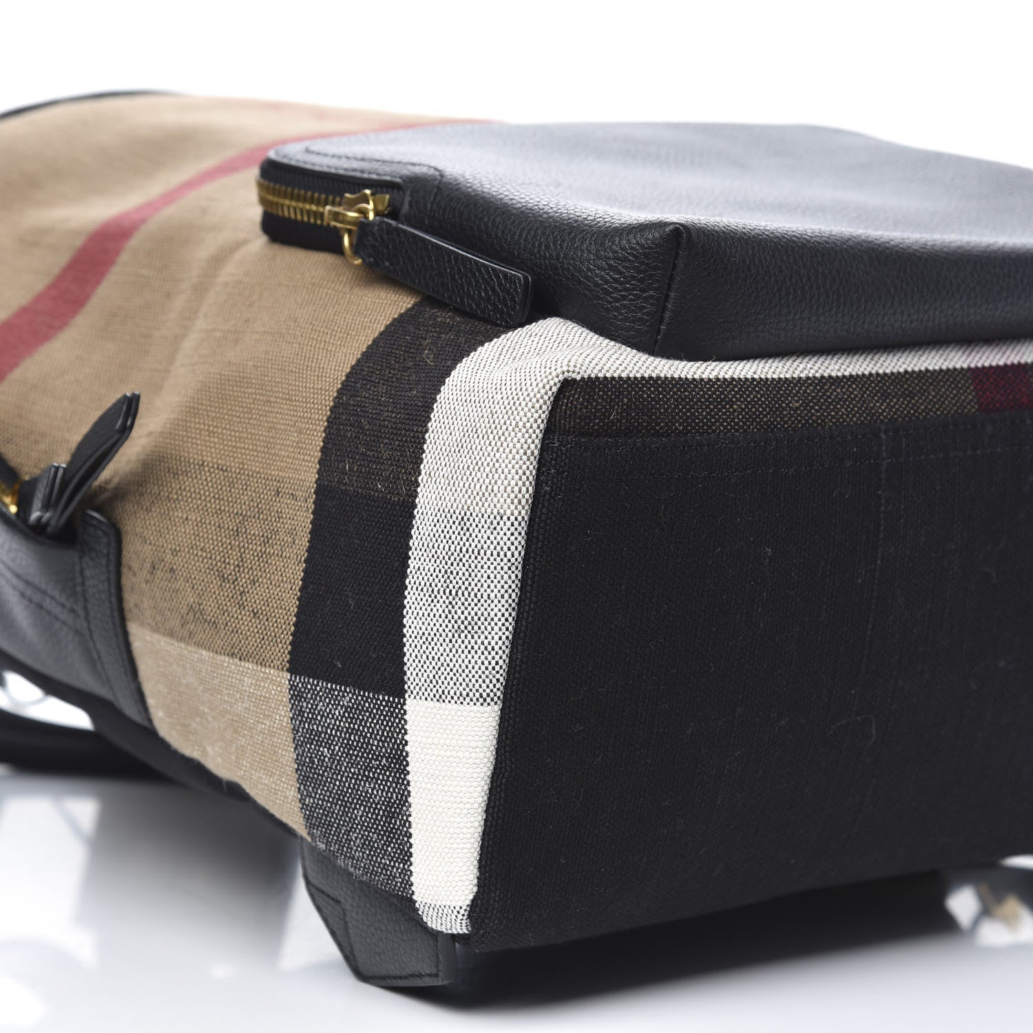 Burberry Mega Check Calfskin Abbeydale Simple Backpack Black Camel 6 of 7