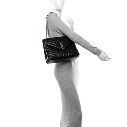 Saint Laurent Calfskin Y Quilted Monogram Medium Loulou Chain Satchel Black 2 of 13