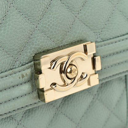 Chanel Caviar Quilted North South Boy Flap Light Blue 14 of 14