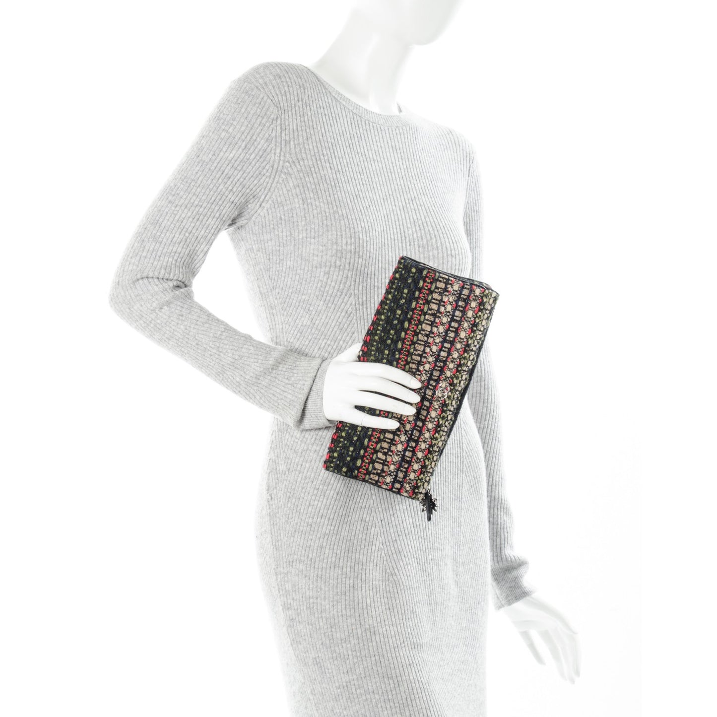 Tweed Quilted CC Beauty Clutch Black