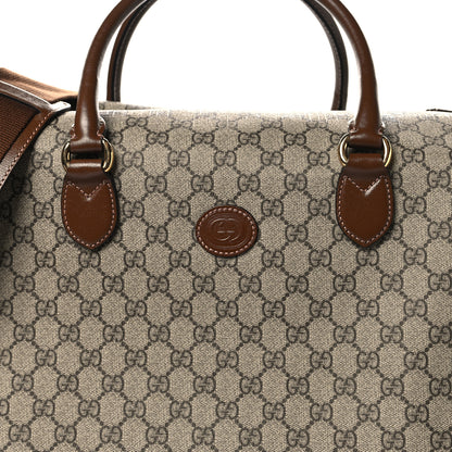 Gucci GG Supreme Monogram Azalea Calfskin Retro Interlocking G Large Duffle Bag Beige Ebony Brown Sugar 7 of 13