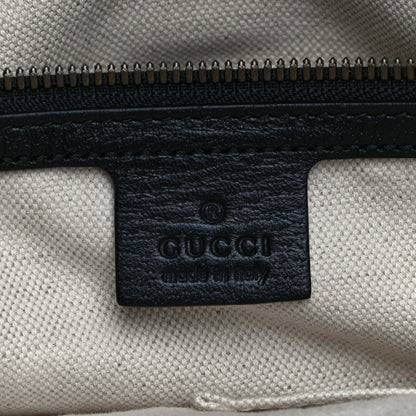 Gucci Velvet GG Monogram Textured Calfskin Web Medium Duffle Bag Brown Black 7 of 19