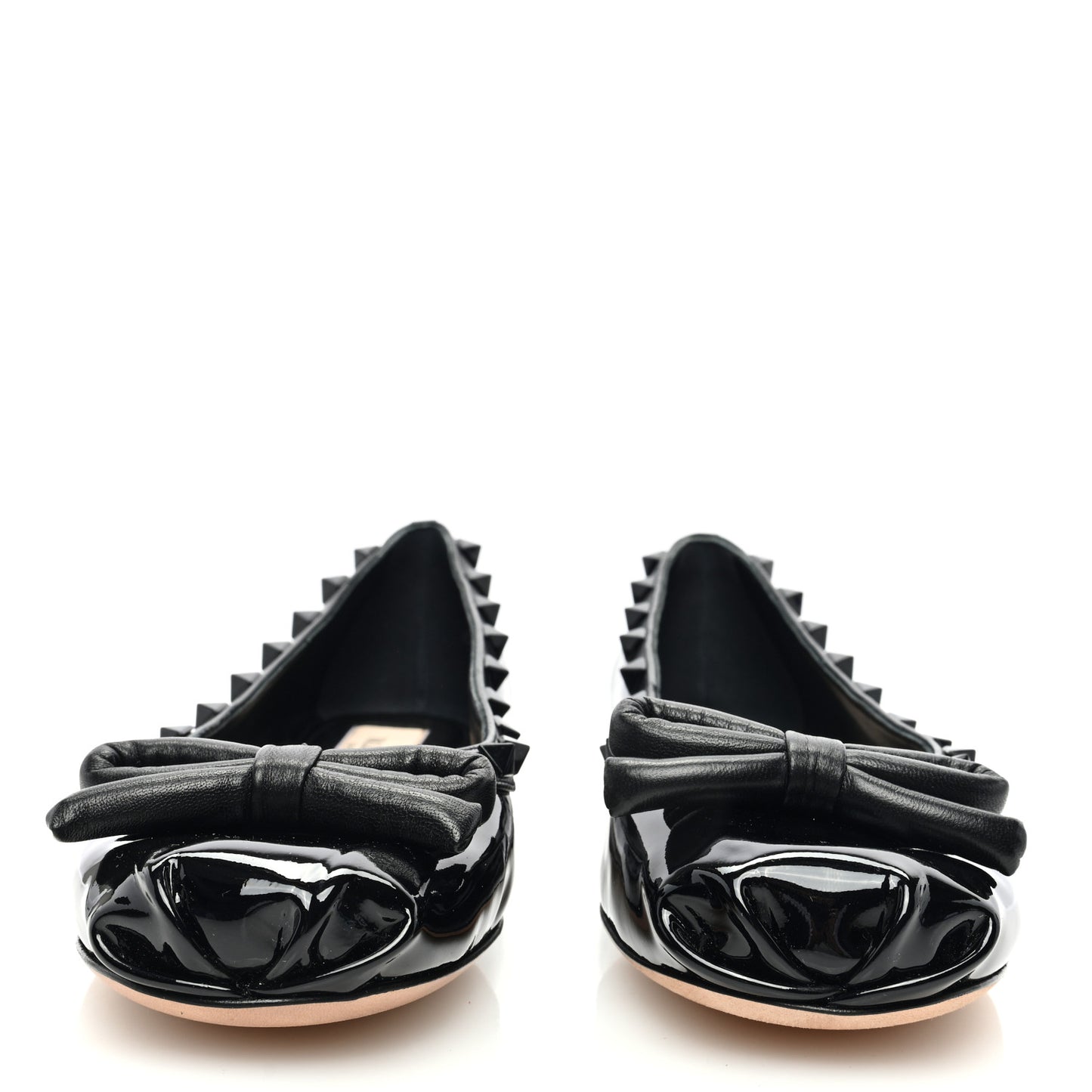 Patent Nappa Rockstud Ballerina Flats 39 Black