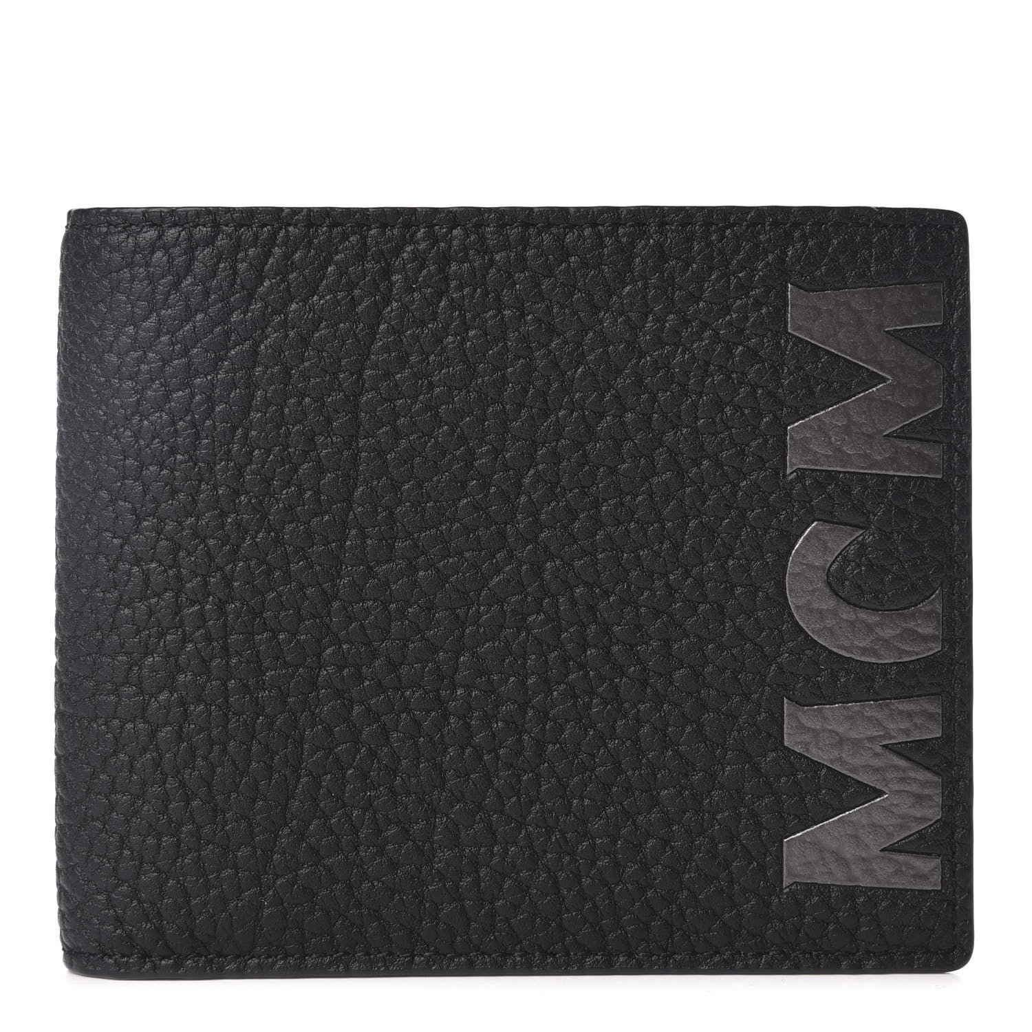 MCM Grained Calfskin Logo Bi-Fold Wallet Black 1 of 9