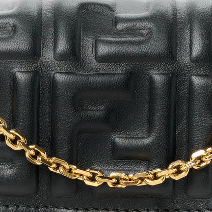 Fendi Nappa Matisse FF Embossed Continental Wallet On Chain Black 9 of 12