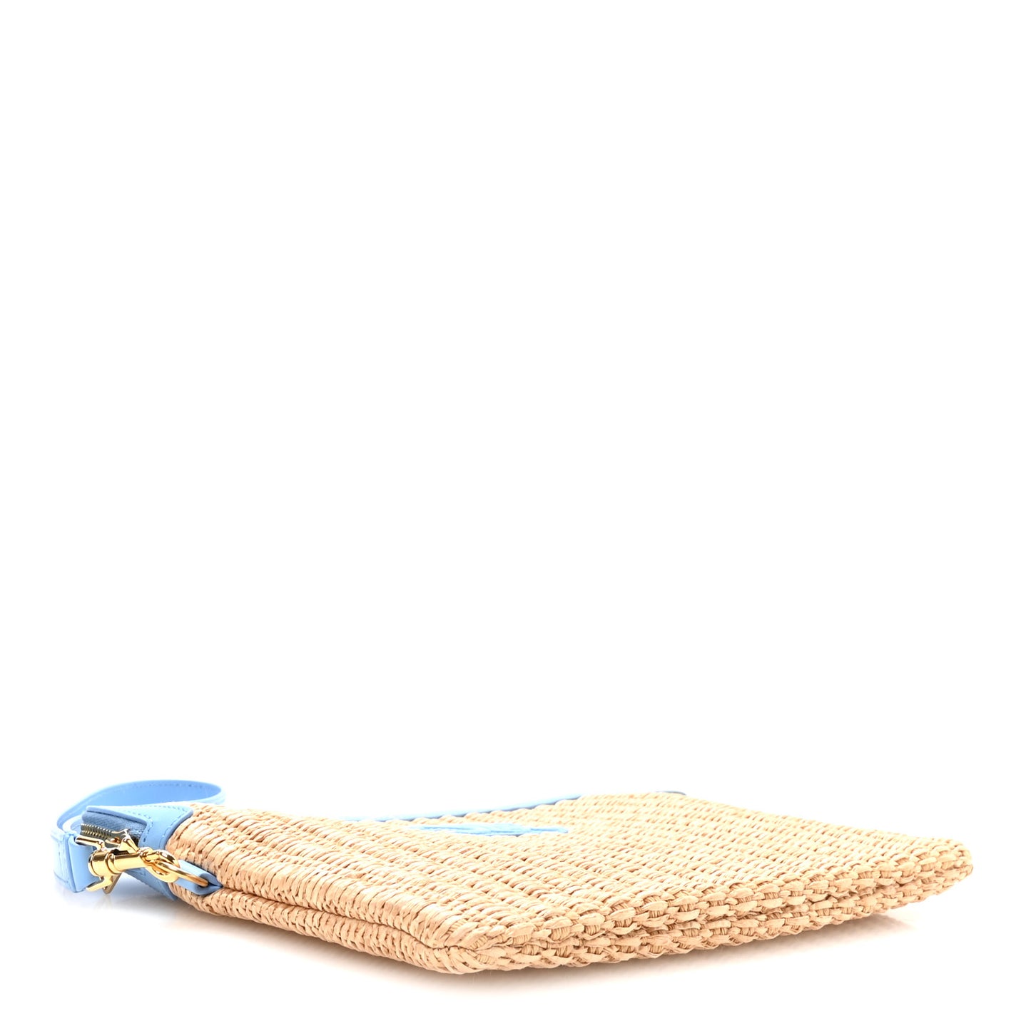 Raffia Small Pouch With Strap Sky Blue
