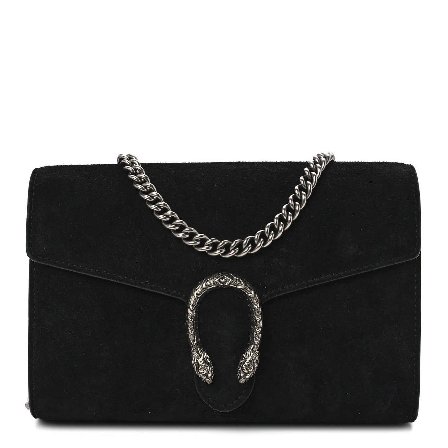 Suede Mini Dionysus Chain Wallet Black