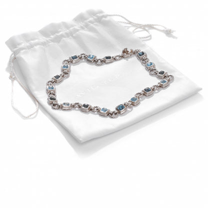 David Yurman Sterling Silver Blue Topaz Renaissance Necklace 3 of 5