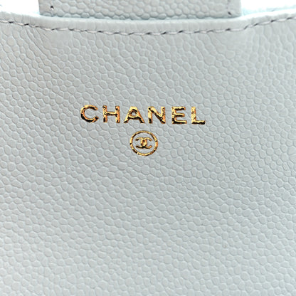 Chanel Caviar Quilted Flap Card Holder Wallet Light Blue 6 of 8