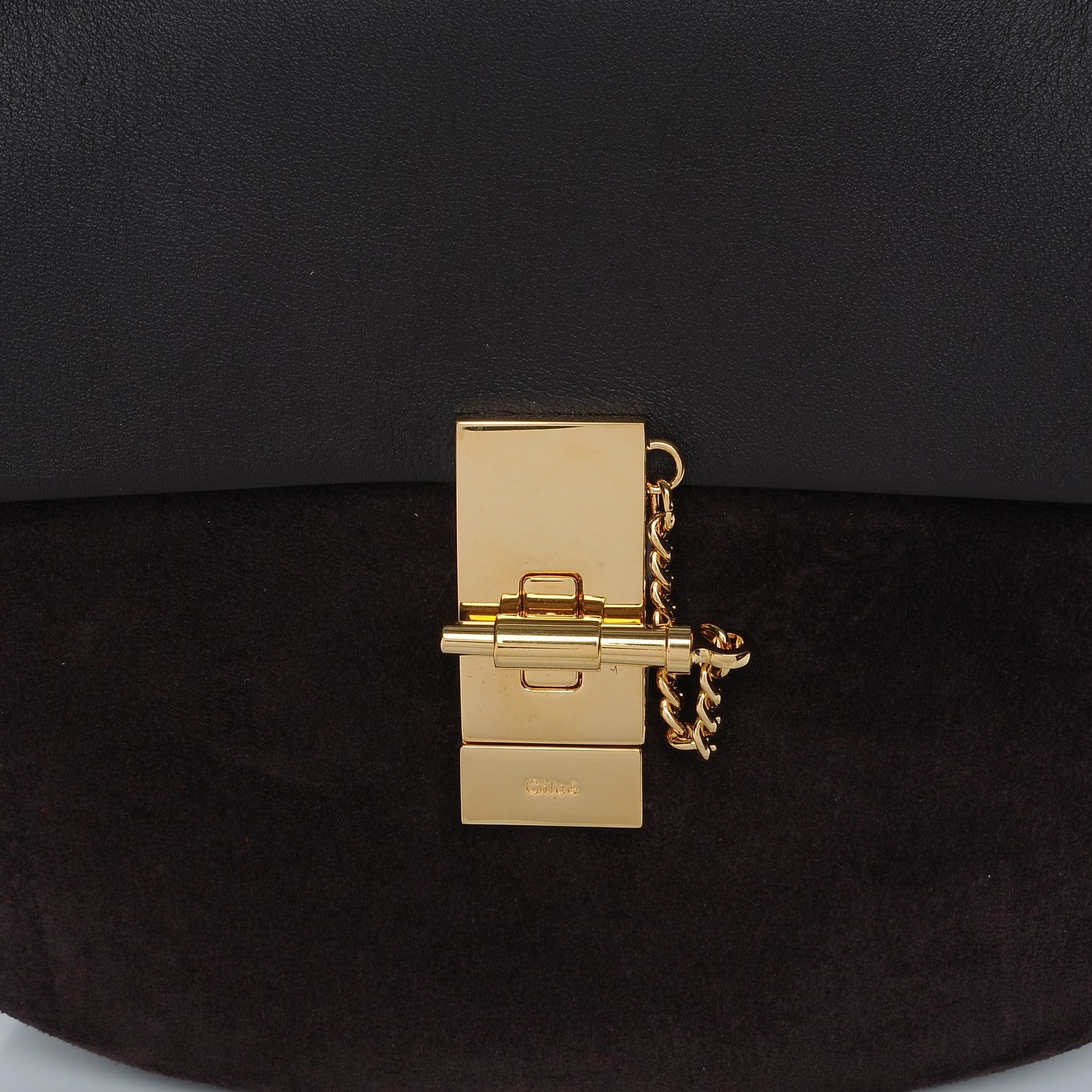 Chloe Suede Smooth Calfskin Drew Shoulder Bag Carbon Brown 9 of 12