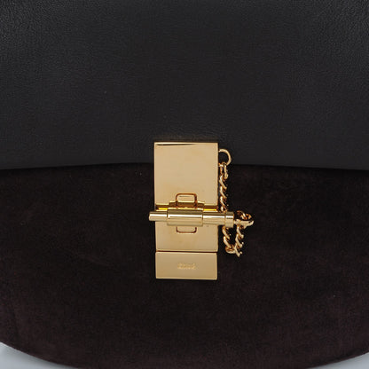 Chloe Suede Smooth Calfskin Drew Shoulder Bag Carbon Brown 9 of 12