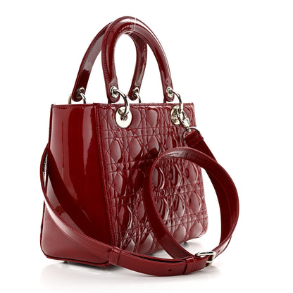 Christian Dior Patent Cannage Medium Lady Dior Burgundy Red 3 of 12