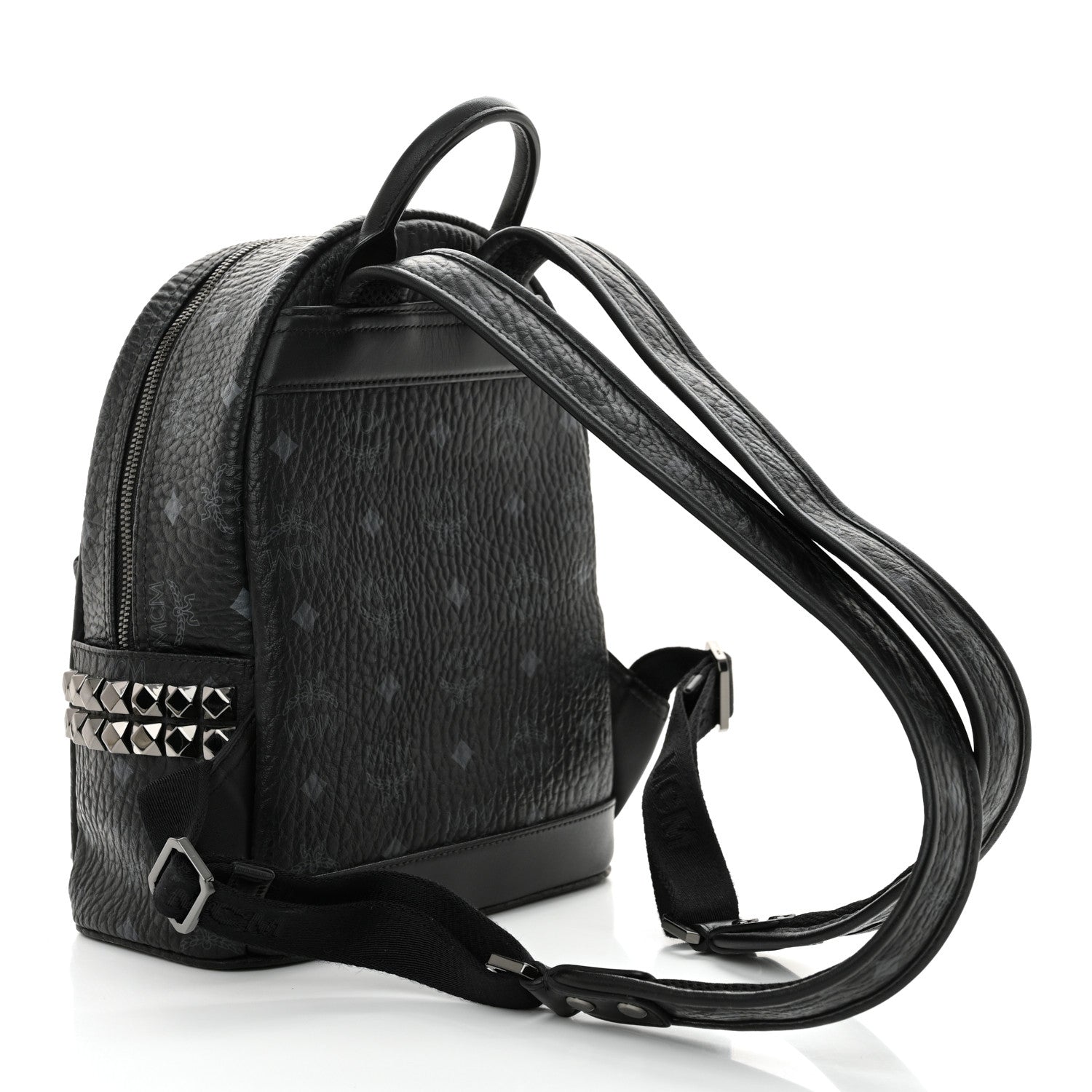 MCM Visetos Side Stud Mini Stark Backpack Black 3 of 10