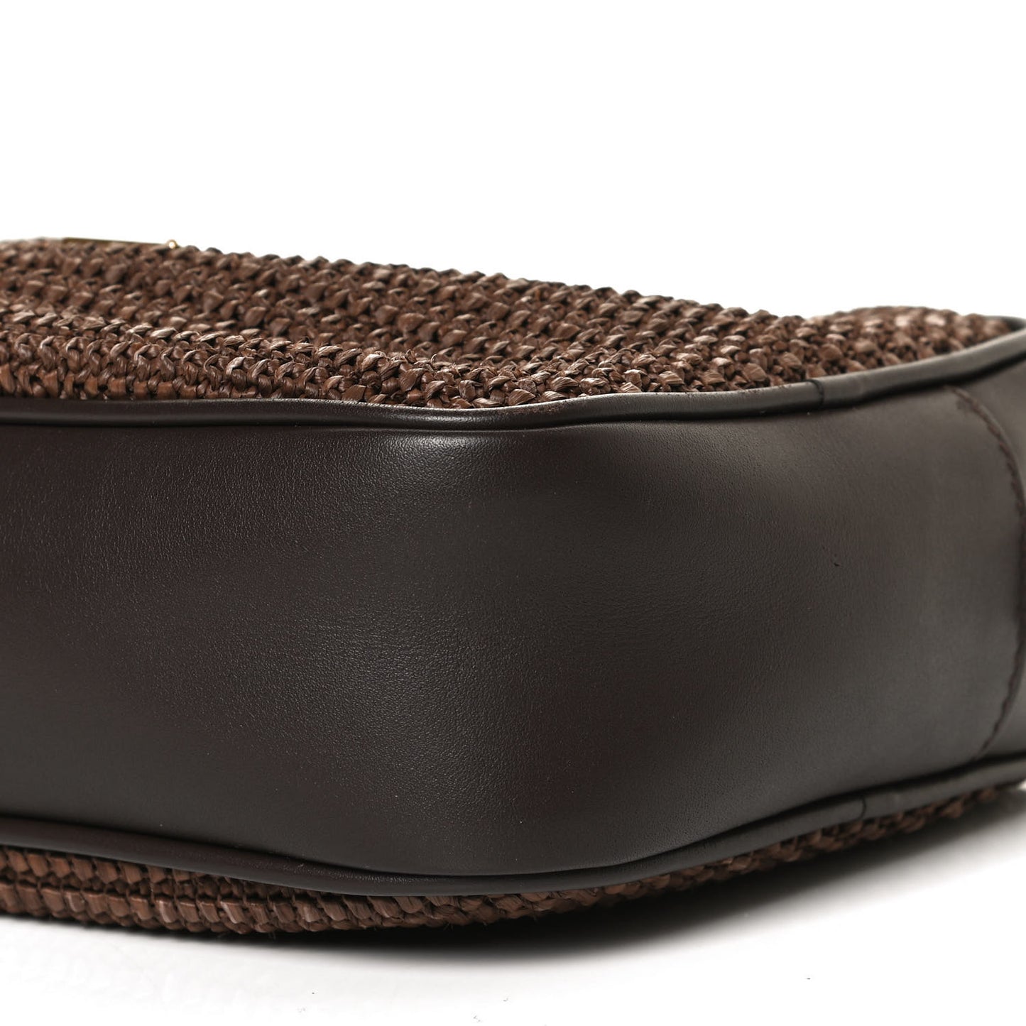 Raffia Canvas Monogram Lou Camera Bag Dark Chocolate