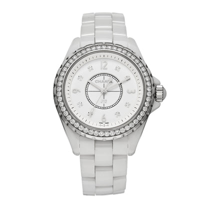 Chanel Stainless Steel Ceramic Diamond Bezel 33mm J12 Quartz Watch White 1 of 5