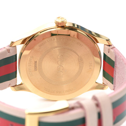 Gucci Stainless Steel Calfskin 38mm G-Timeless Stripe Web Quartz Watch Pink 4 of 5