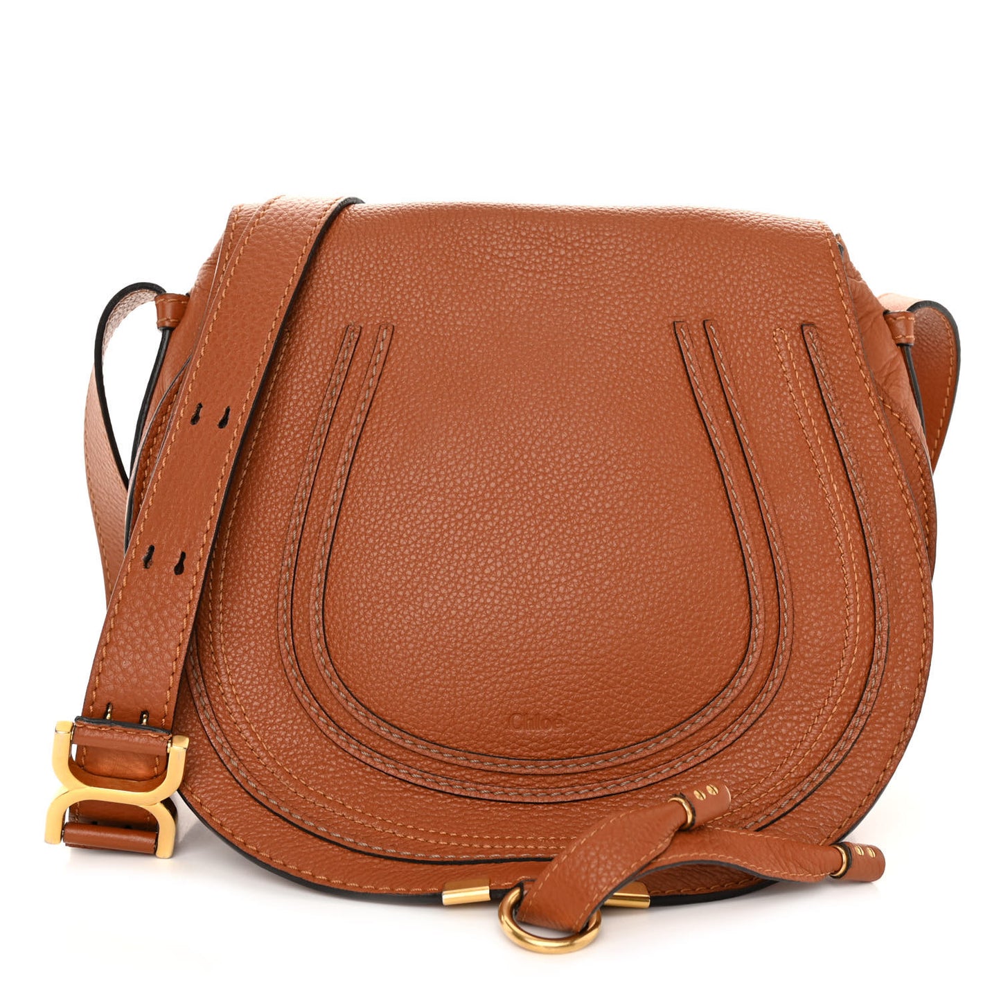 Calfskin Medium Marcie Round Crossbody Bag Tan
