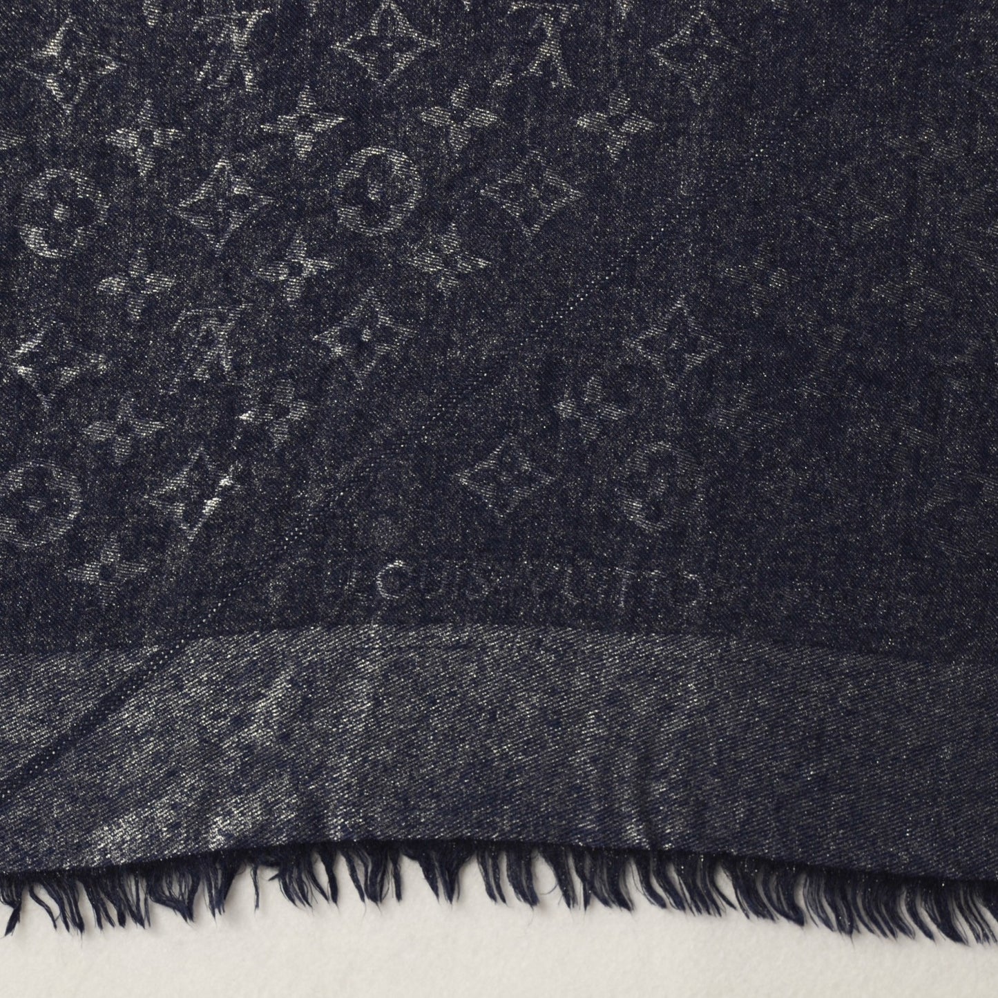 Silk Wool Monogram Rock Shawl Black