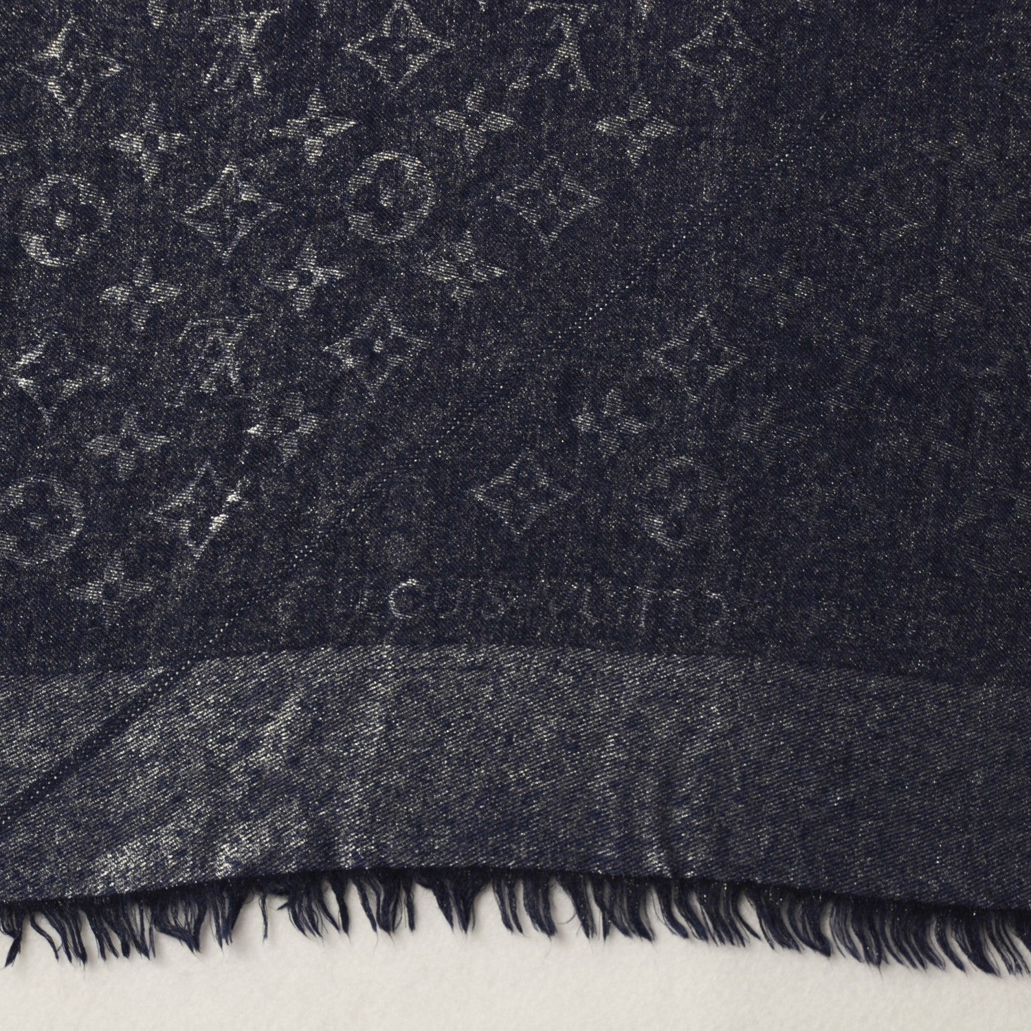 Louis Vuitton Silk Wool Monogram Rock Shawl Black 4 of 5