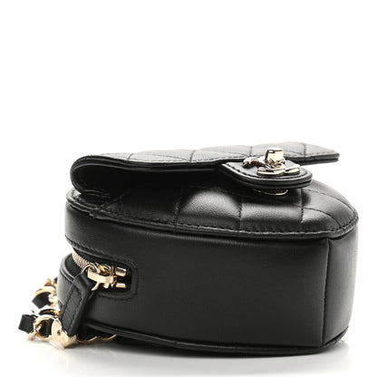 Chanel Lambskin Quilted CC In Love Heart Waist Belt Bag With Chain Black 4 of 10
