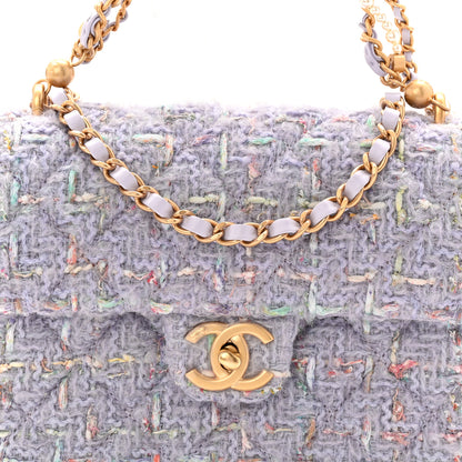 Chanel Tweed Quilted Pearl Twist Mini Rectangular Flap Purple 8 of 11