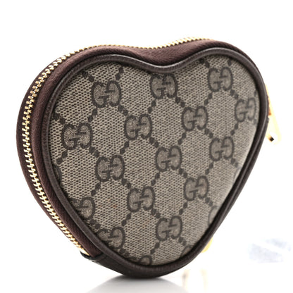 Gucci X BNF GG Supreme Monogram Textured Dollar Calfskin Bananya Print Heart Coin Purse Beige Ebony Multicolor New Acero 3 of 8