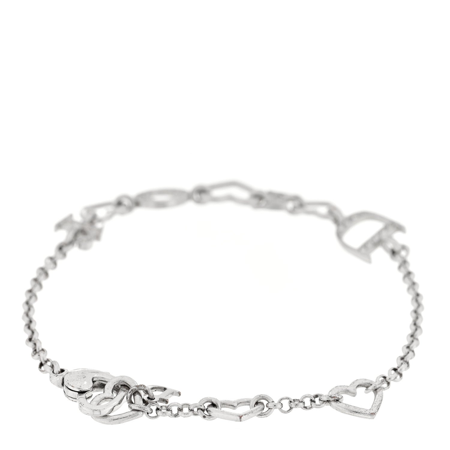 Christian Dior Crystal Heart Bracelet Silver 2 of 3