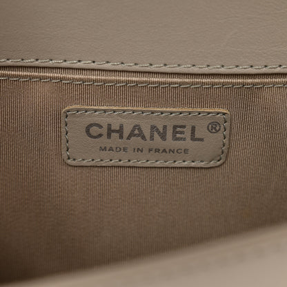 Chanel Lambskin Quilted Medium Top Handle Boy Flap Grey Green Red 7 of 11