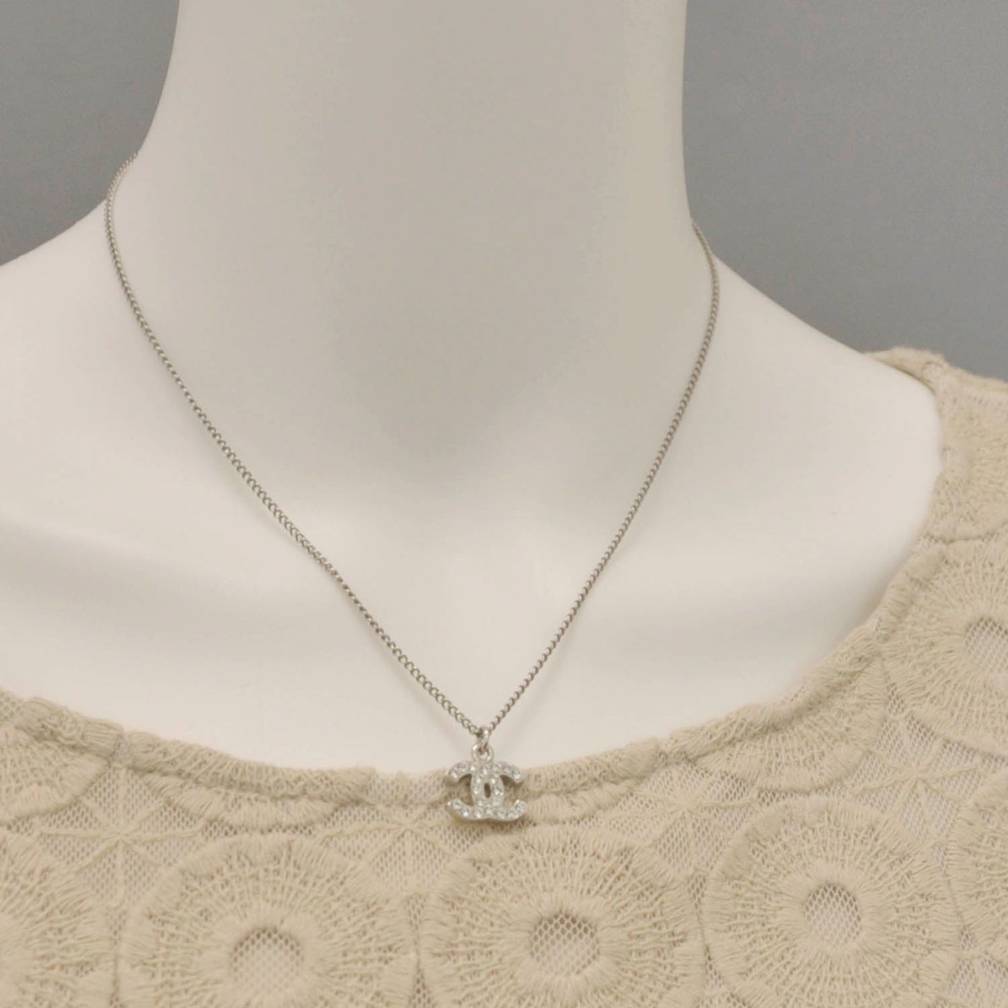 Swarovski Crystal CC Necklace Silver