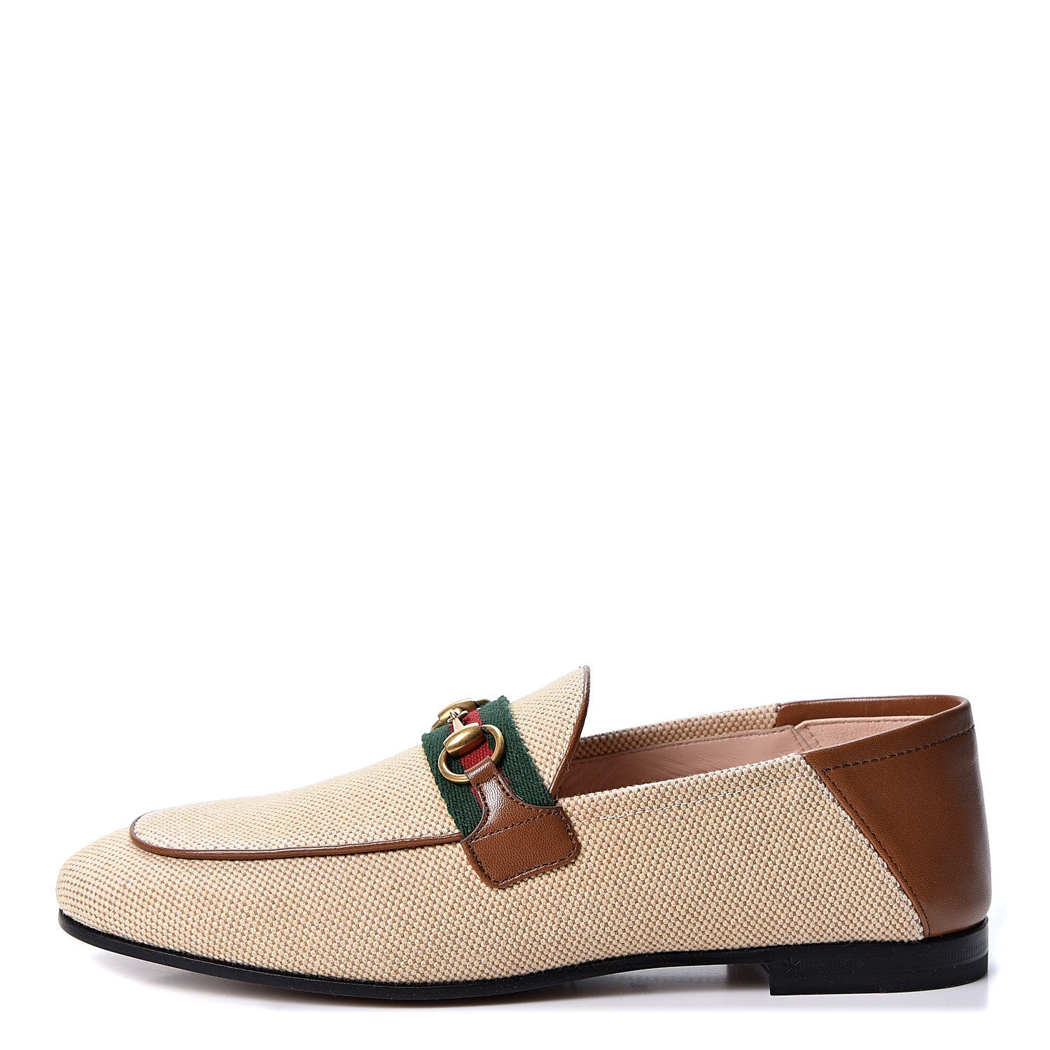 Gucci Canvas Malaga Kid Web Womens Horsebit Brixton Loafers 36.5 Sand Light Cuir 1 of 10