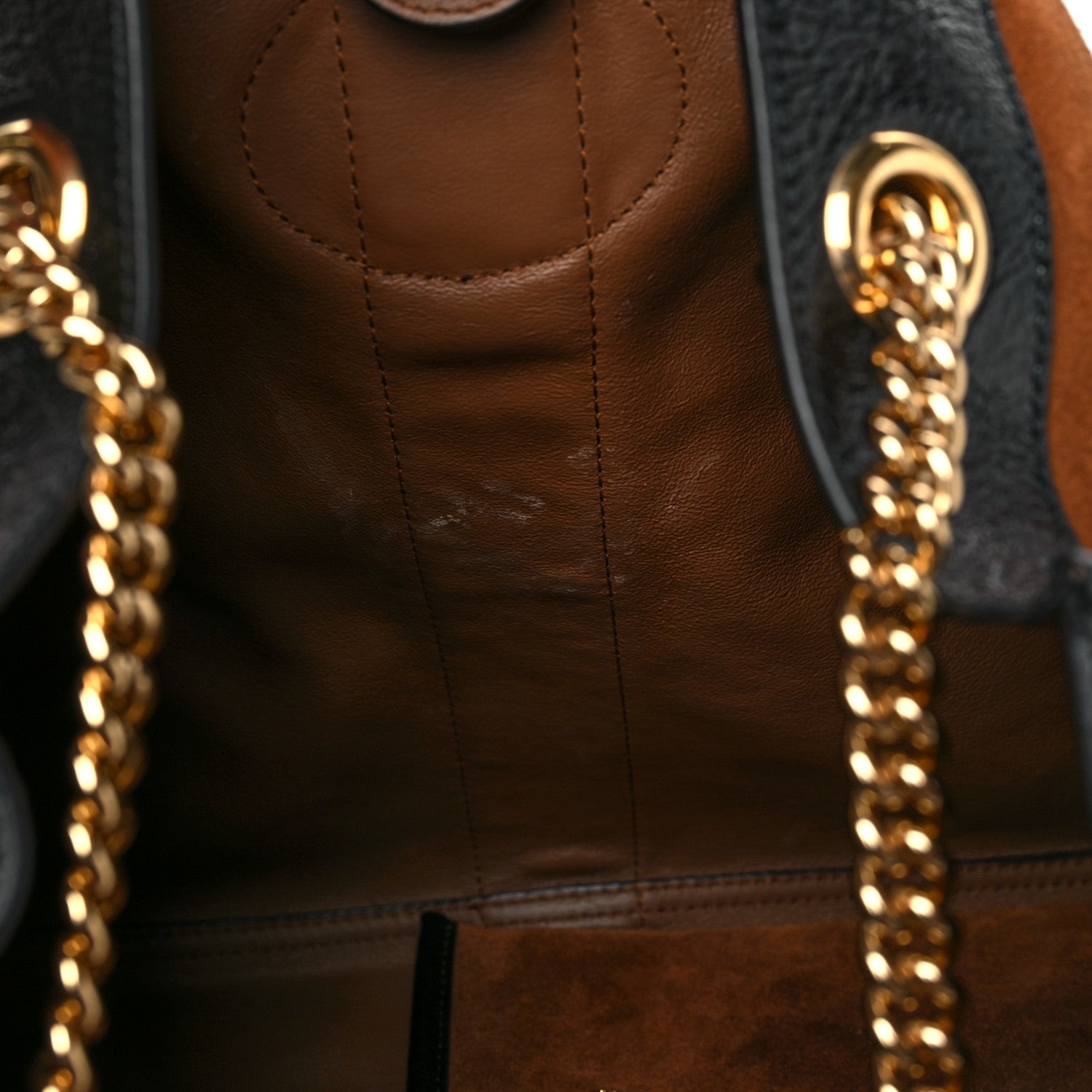 Gucci Suede Patent Large Rajah Chain Tote Nocciola Black 11 of 14