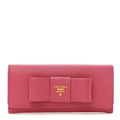 Prada Saffiano Fiocco Bow Continental Wallet Peonia 1 of 9
